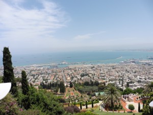 The Bahá'í World Centre Gardens and the City of Haifa below