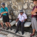 Our Guide demonstrates a Roman toilet