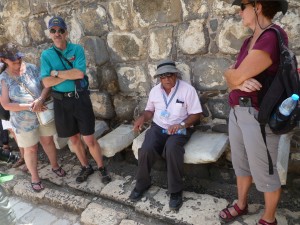 Our Guide demonstrates a Roman toilet