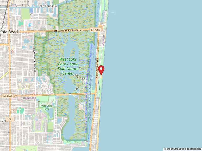 Map showing Hollywood, FL, United States