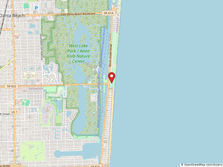 Map showing 3601 N Ocean Dr, Hollywood, FL, 33019, United States