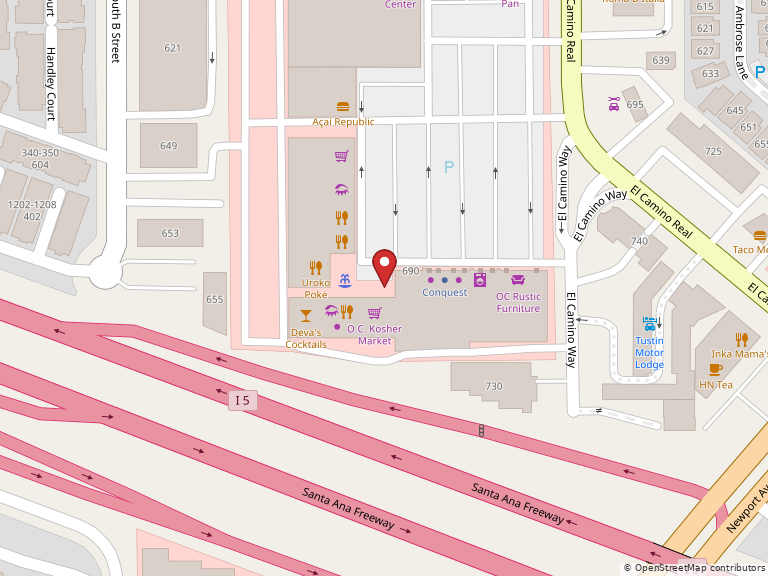 Map showing 688 El Camino Real, Tustin, CA, 92780, United States