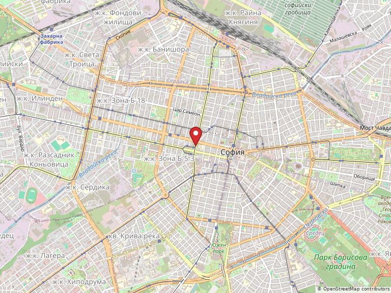Map showing Hotel Central, Sofia, Bulgaria
