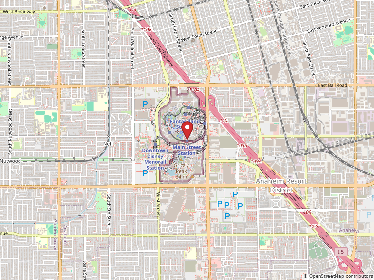 Map showing Main Street, U.S.A., Anaheim, CA, 92802, United States