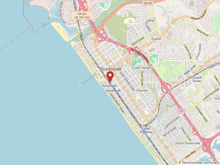 Map showing Oceanside, CA, 92054, United States