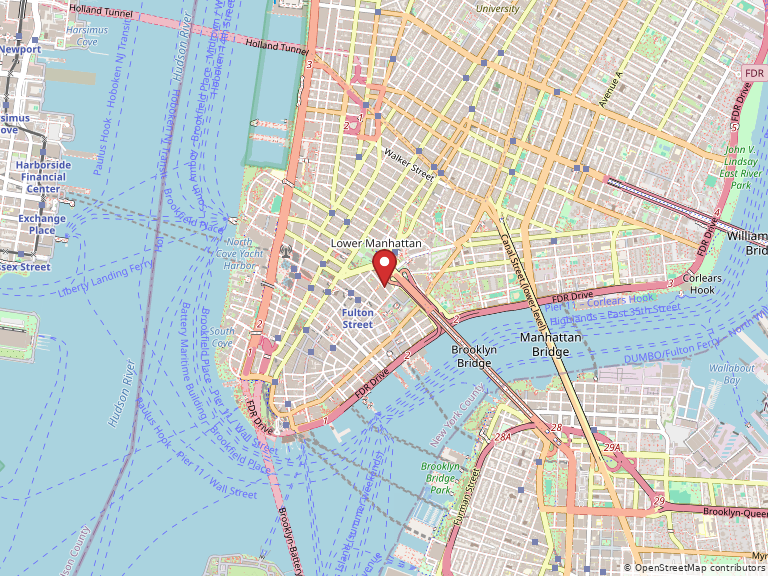 Map showing 3 Spruce St, New York, NY, 10038, United States