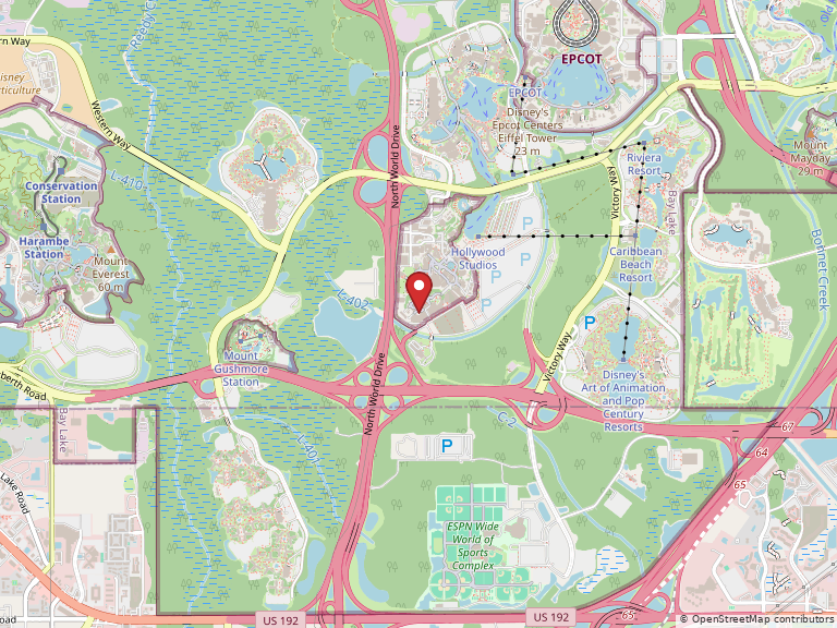 Map showing Star Wars: Galaxy's Edge, Hollywood Studios, Lake Buena Vista, FL, 34747, United States