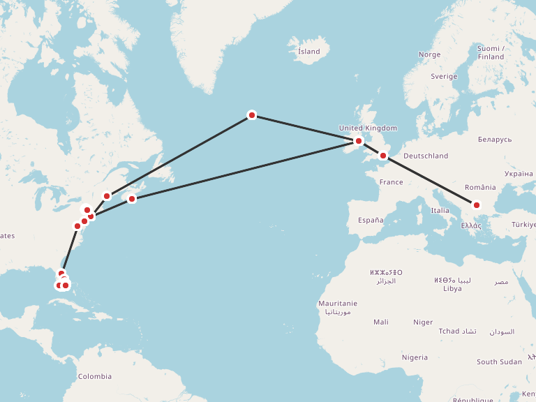 Map of the locations listed on this page